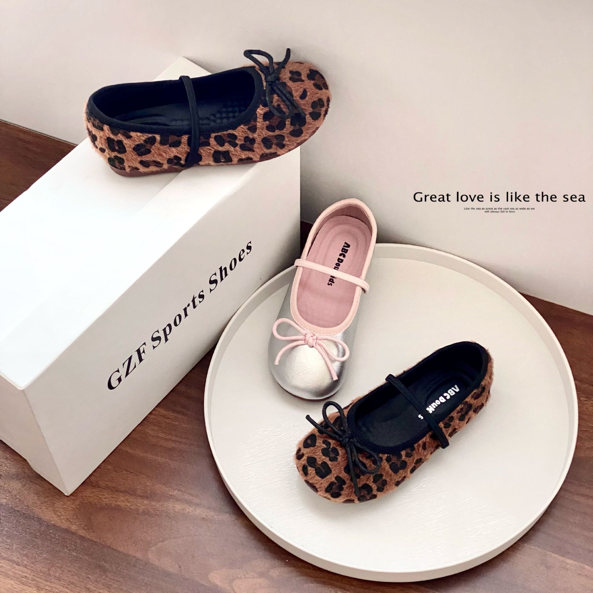 Baby Girl's Small Leather Shoes Autumn and Winter New Kidsren's Princess Fashion Shoes Trendyy Elastic Band Leopard Print Fashionable Baby Flats Shoes