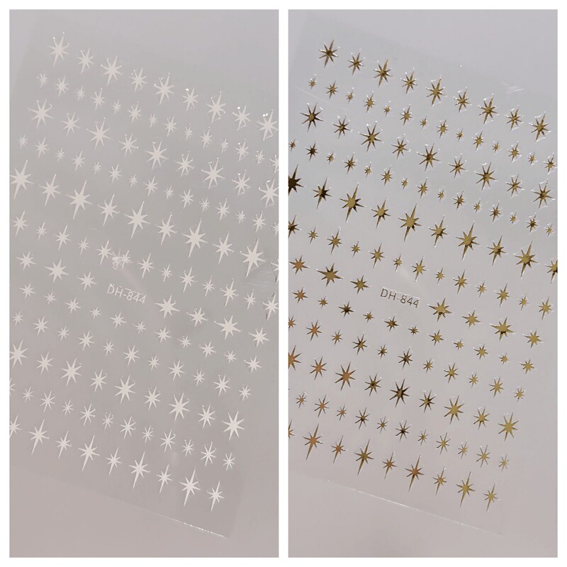 Trendy Gold and Silver Six-Pointed Star Nail Stickers, Ins-Style Gold Foil Black and White Hexagonal Star Adhesive Thin Flexible Nail Decals Trendy Gold and Silver Six-Pointed Star Nail Stickers, Ins-Style Gold Foil Black and White Hexagonal Star Adhesive Thin Flexible Nail Decals