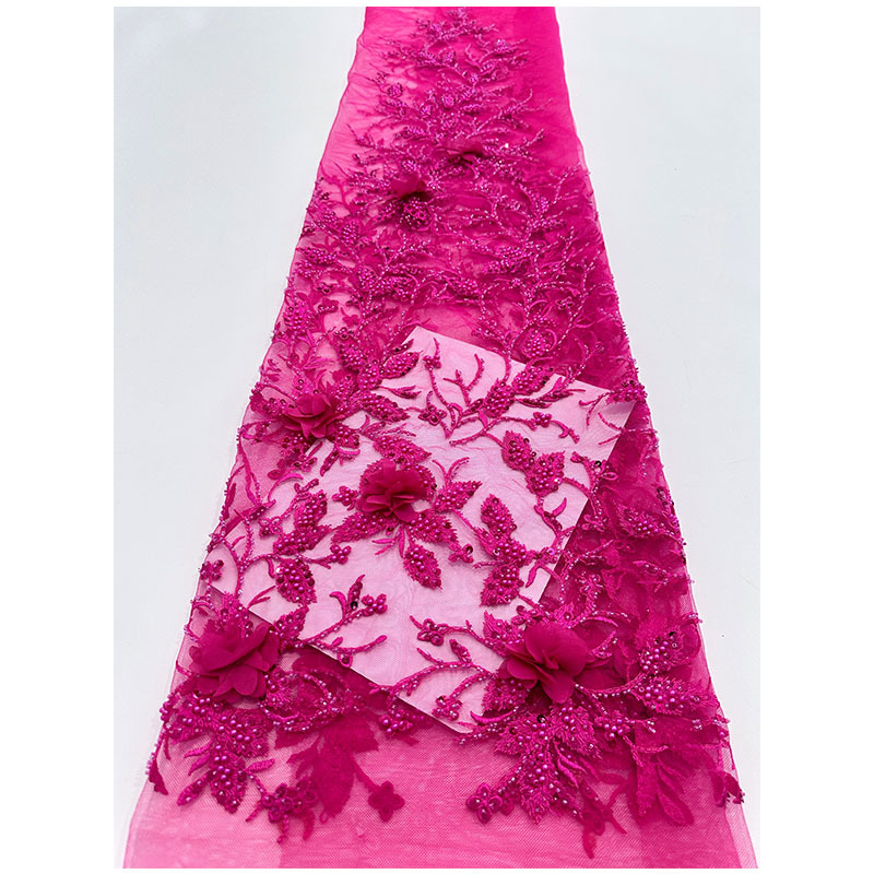 Comercio exterior venta caliente sequinilla bordado tela de tela de cabida falda tubo de perlas bordado tela de malla de bordado tubo de perlas tridimensional tela de moda