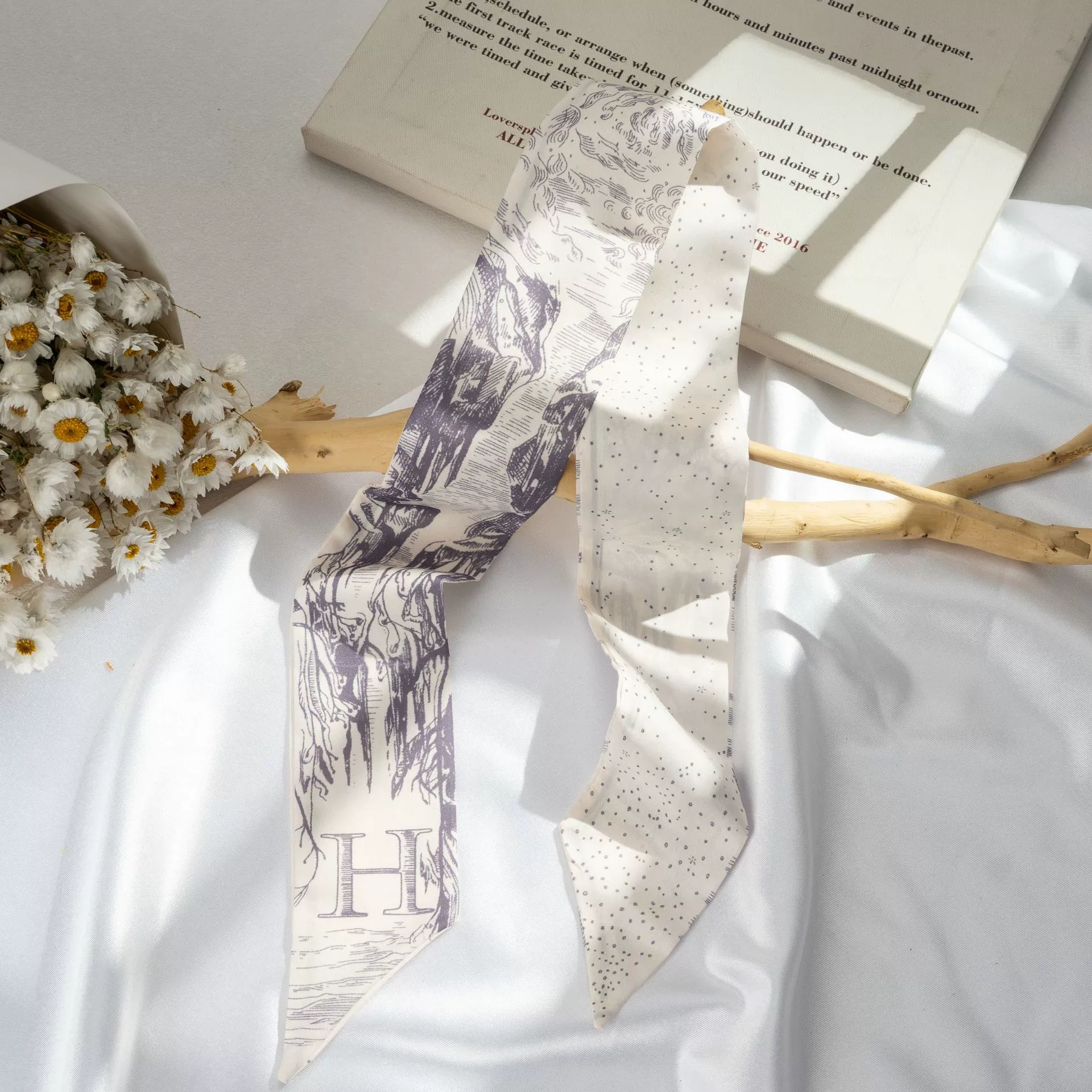 Silk Scarf Hairband (Suhang) long streamer 89×3.8 cm, lightweight gift box option