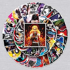 50 Sheets of Demon Slayer Cartoons Graffiti Decorative Stickers Laptop Luggage Mobile Phone Car Waterproof Stickers 