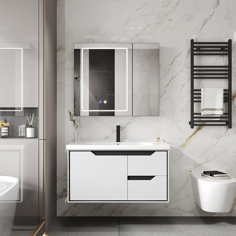 Gabinete de baño minimalista moderno lavabo integrado lavabo de baño de cerámica lavabo combinación de gabinete lavabo