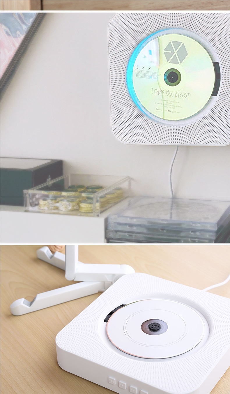 Creative CD Player Album Wall-Mounted Retro Vinyl Music Player Bluetooth Record Player Portable Player Gift