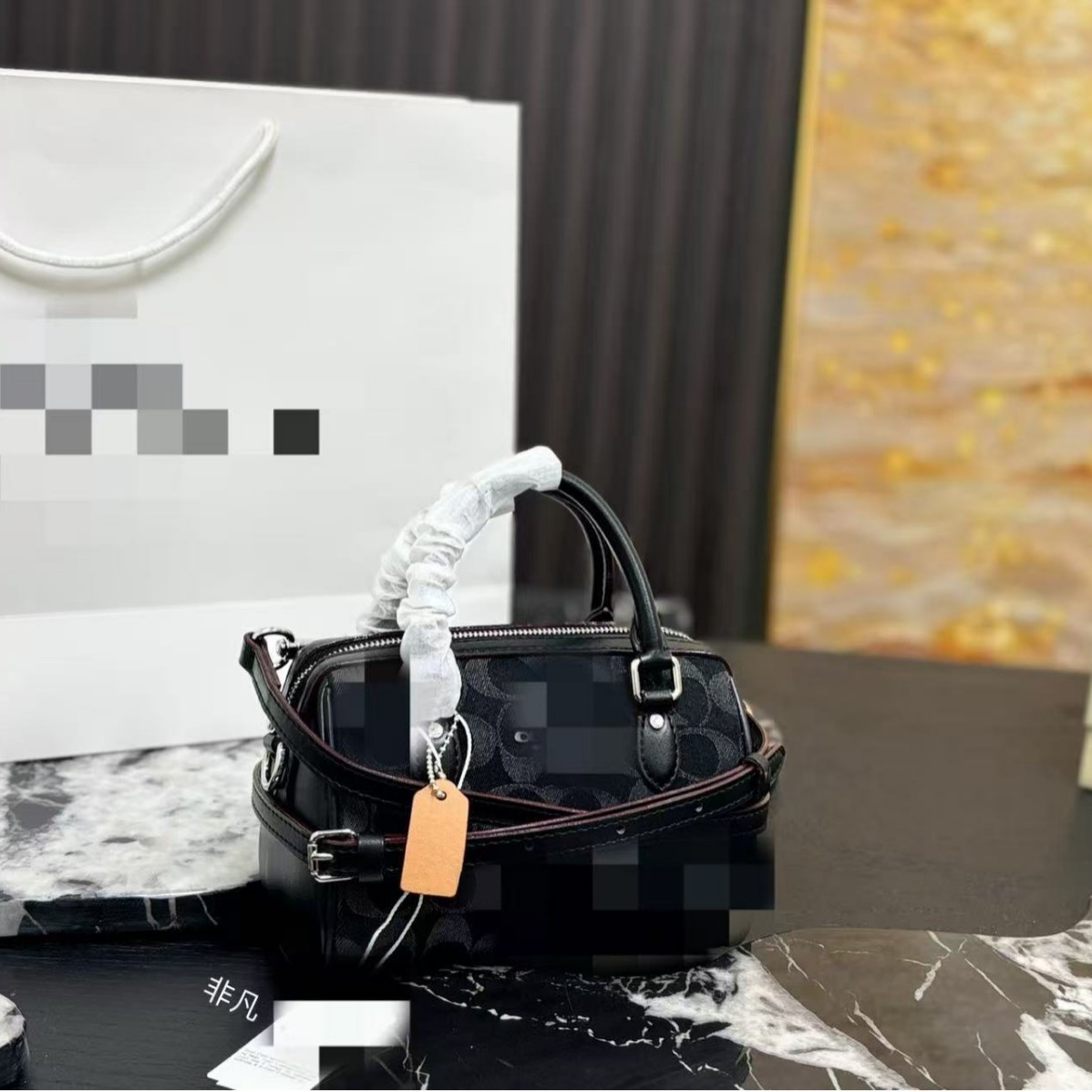 新款蔻C家rn迷你波士顿枕头包老花手提斜挎女包