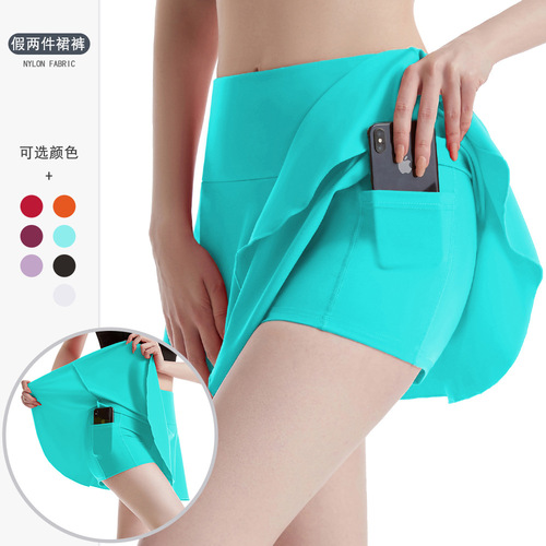 Sports Tennis Pleated Skirt Women's Summer High Waist Anti-See-through Fitness Short Skirt Sweat Running Training Yoga Pants 
