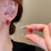 Square ruby earrings