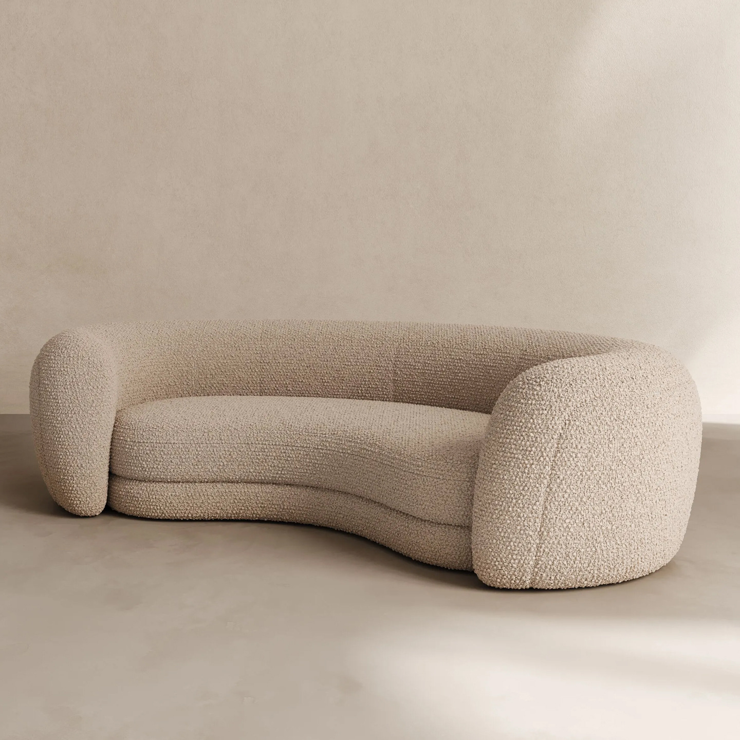 Nordic Mid-Century Cream Lamb Velvet Curved Large Sofa Italian Minimalist Style B&B Hotel Special-Shaped Creative Sofa