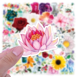 100 pieces of plant flowers stickers luggage computer phone case helmet stickers flowers sticker
