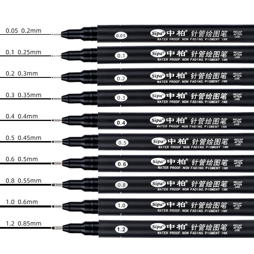 Синельная ручка Fineliner Sipa, водостойкие линеры с игольчатым кончиком для комиксов, 0,05–1,2 мм, одиночные или наборы по 8/10 шт