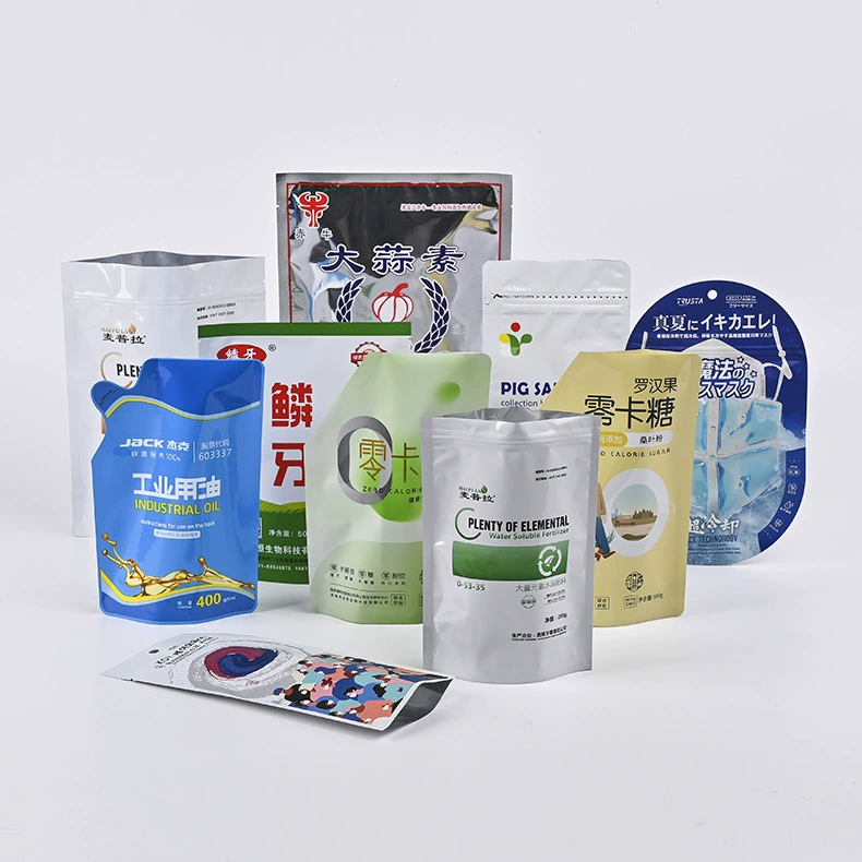 Пластиковые пакеты для упаковки пищевых продуктов большой емкости, вакуумные пакеты из алюминиевой фольги для закусок на заказ, самозапечатывающиеся пакеты на молнии.