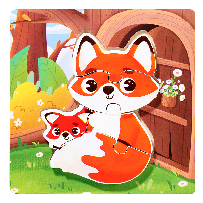 18 animales de dibujos animados de madera padres-hijos rompecabezas niños pequeños 1 - 3 - 5 años de iluminación educativa juguetes pequeños regalos
