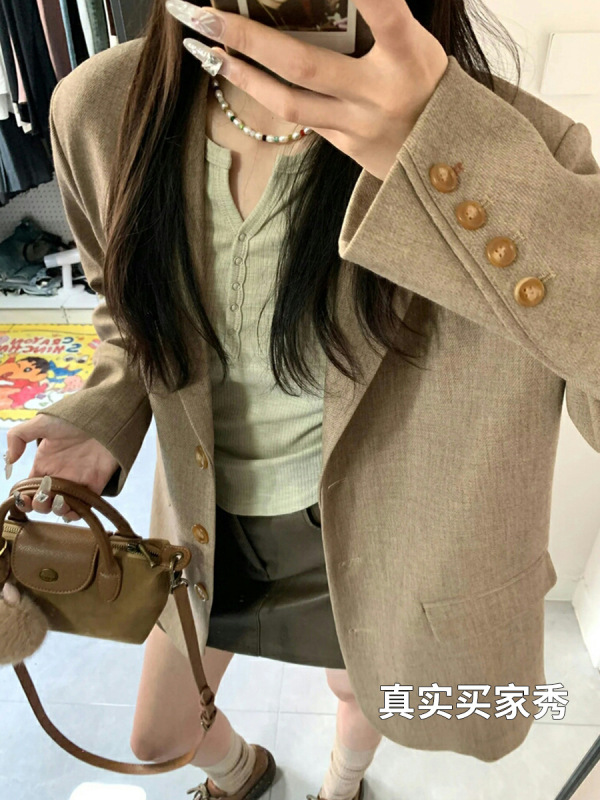 小西装外套女2025秋新款超好看韩系休闲感小个子西服设计感|undefined