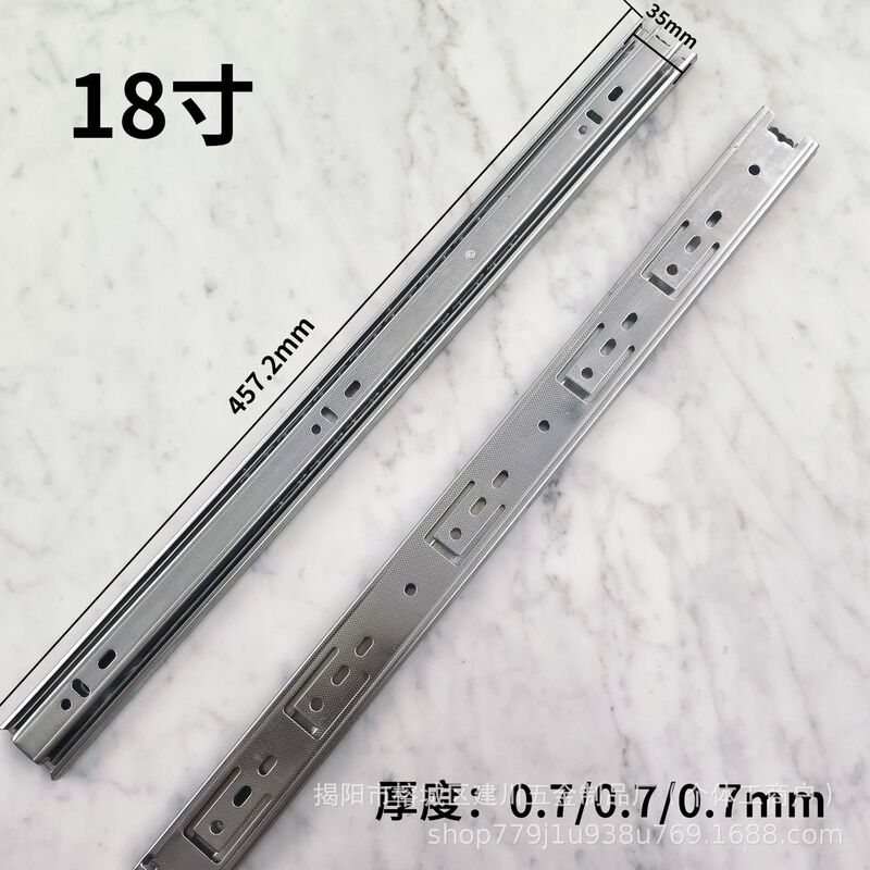 加厚冷轧钢静音三段导轨抽屉橱柜衣柜滑轨钢珠滚珠厂家批发|undefined