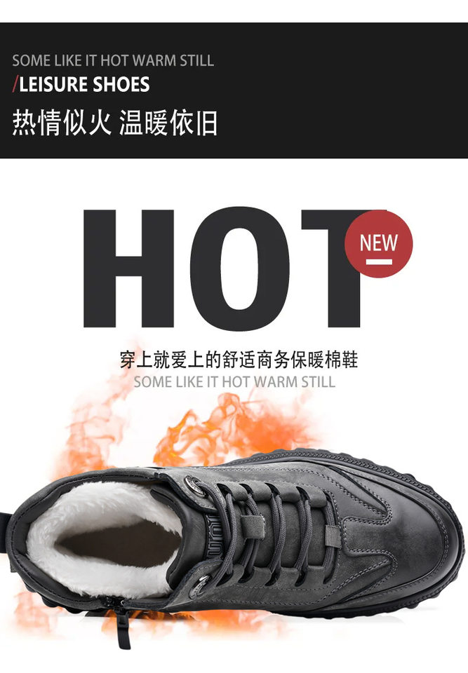 Giày bốt Martin nam cổ cao lót bông giữ ấm, chống trượt, gót thấp 1–3 cm — Màu xám chi tiết 6