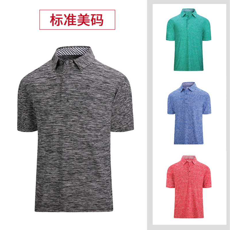 Foreign Trade Youth Quick-Drying T-Shirt Youth Golf Sports Casual Polo Shirt Pure Color Fitness European and American Men's Short-Sleeved