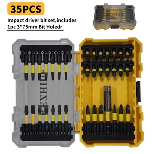 Kezhide 35-Piece Impact Screwdriver Bit Set, Yellow Stackable Shell 3-Inch 75mm Extension Rod