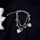 European and American ins cold style girl dark alloy double-layer bear bracelet love heart cross pendant bracelet