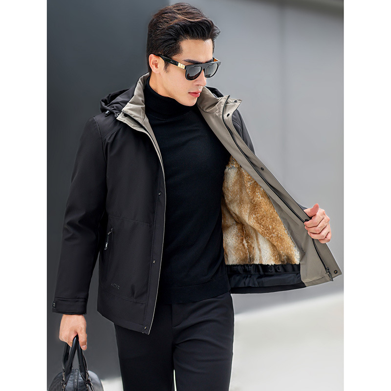 Fifty and Standing『Golden Mink』High-Quality Men's Parka Jacket with Golden Mink Lining, Stylish and Casual Fifty and Standing『Golden Mink』High-Quality Men's Parka Jacket with Golden Mink Lining, Stylish and Casual