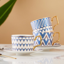 骨瓷英伦风陶瓷杯咖啡杯碟高颜值轻奢咖啡杯碟套装家用水杯下午茶