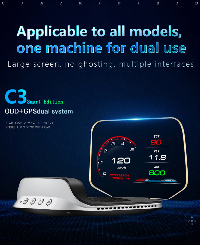 Cross-border car display screen, car OBD+GPS speed projector, no ghosting, portable high-definition head-up display