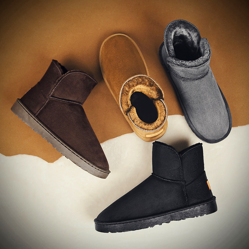 Men's snow boots with high top and thick velvet insulation cotton shoes for use, one foot on bread shoes, women's_voghion.com