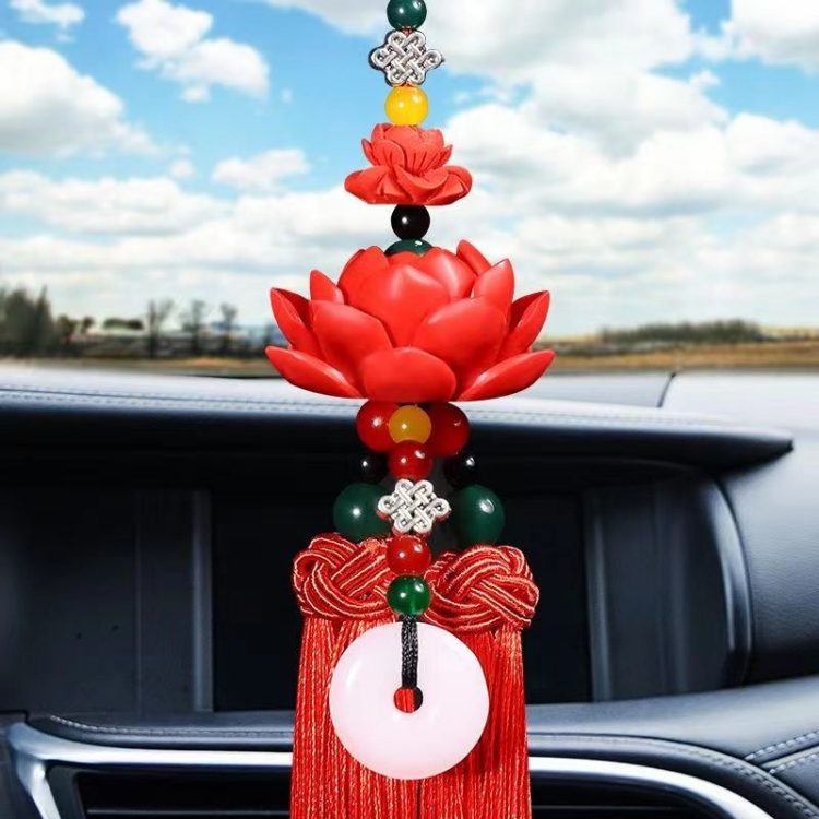 Car Pendant for Attracting Wealth, Double-Sided Safe Entry and Exit, High-End Ethnic Style Exquisite Hanging Ornament for Car Interior Decoration