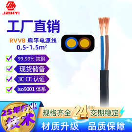 RVVB2芯电线0.5/0.75/1/1.5平方扁线国标纯铜电源线阻燃耐油电线