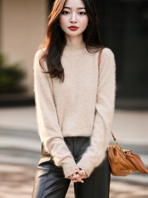 一线无缝拉绒羊毛针织打底衫女半高领毛衣25新秋冬显瘦内搭羊毛衫|undefined