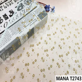 现货涤纶30眼六角网布烫金网纱印金不掉粉小花朵小清新连衣裙面料