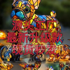 跨境新款狗系列树脂摆件 LED小夜灯艺术动物雕像创意家居桌面装饰