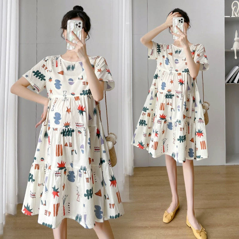 Летнее платье для беременных, элегантная модная юбка, oversize, западный стиль