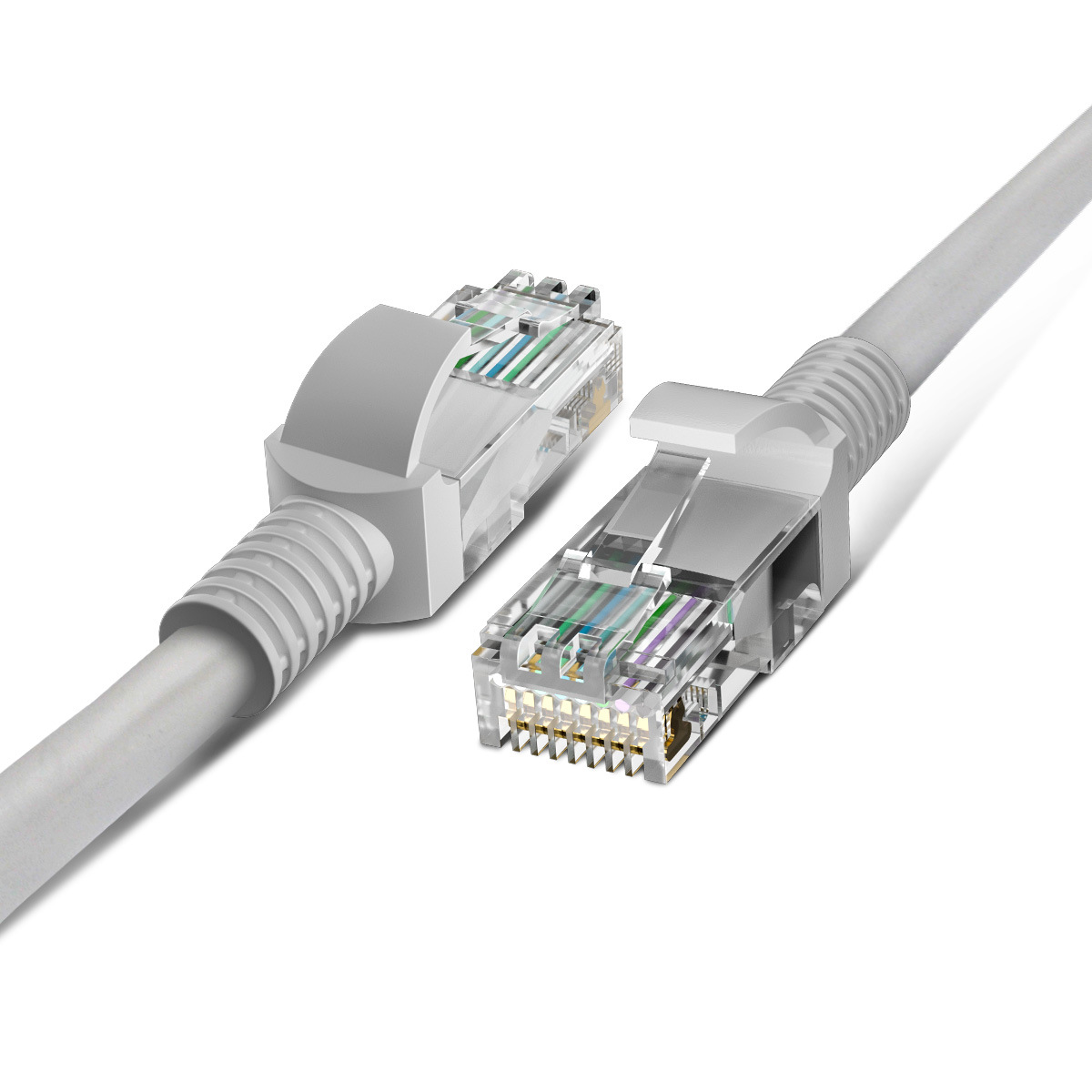 1.5M cat6高速网络跳线 足米 灰色非屏蔽六类成品网线 带水晶头