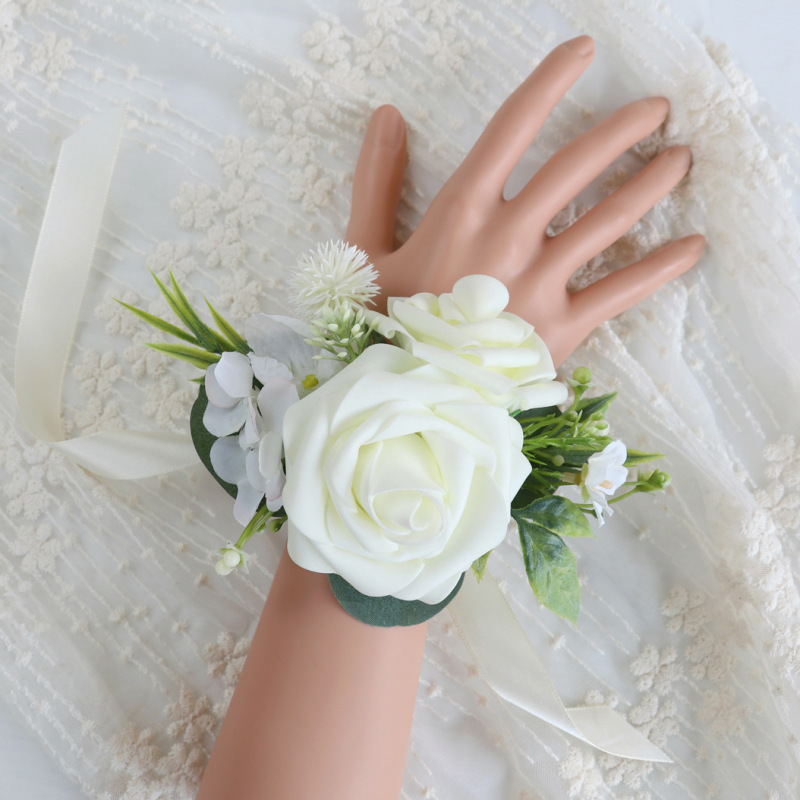 結婚式の花嫁の手首の花新郎の付き添い人の胸の花の舞踏会の宴会の襟の花のシミュレーションの花の結婚祝いの写真撮影の装飾|undefined