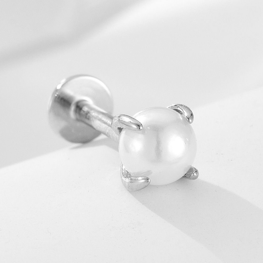 Diamantes geométricos de plata de ley 925 Opel cabeza plana hilo cuerpo humano punción oreja pendientes Europa y América joyería transfronteriza