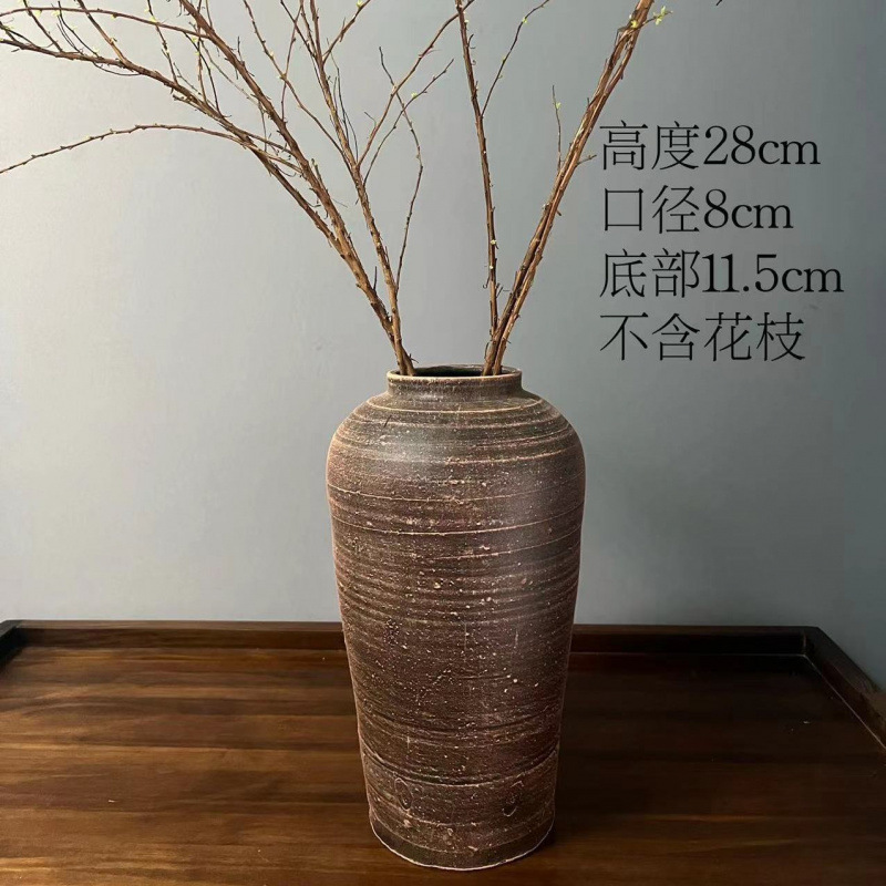 レトロなノスタルジックな昔ながらの陶器の花瓶ドライフラワー多肉植物ポット水耕植物新しい中国禅装飾品送料無料|undefined