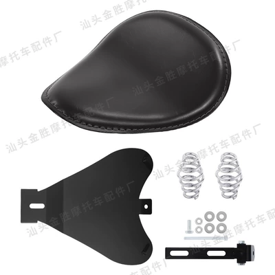 Bikes, Iron Horse 400 Retro | Motorcycle cushion - pu-leather-black-seat-cushion-long-round-spring-plating-bracket