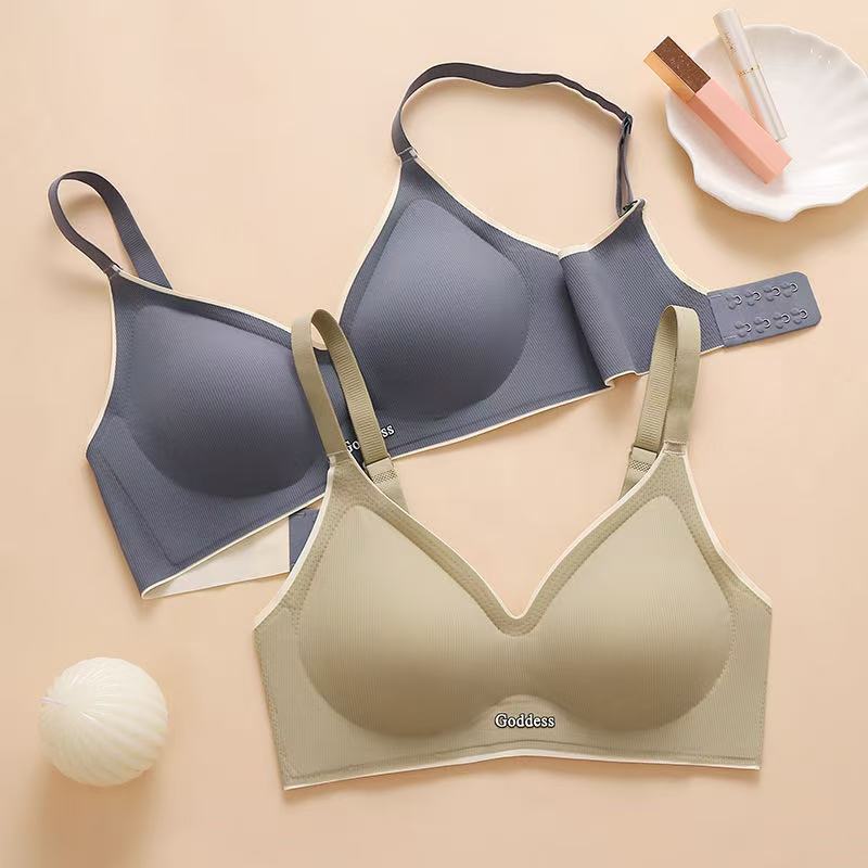 Fixed Cup Bra Latex Seamless Push-Up Thin Jelly Bra Big Breasts Showing Small Bra New Sports Shockproof