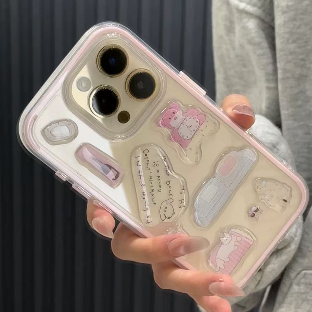 Pegatina de muñeco de nieve DIY transparente simple para iphone15 3 en 1 16ProMax funda para teléfono móvil Apple 14/13