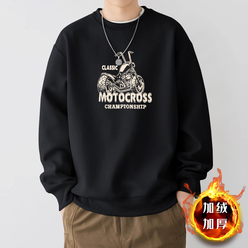 420g pesada camiseta de cuello redondo para niños primavera y otoño marca de tendencia suelta nueva chaqueta juvenil americana retro
