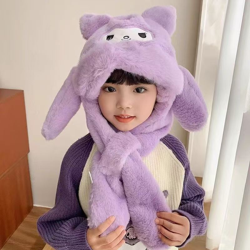 卡皮巴拉儿童帽子耳朵会动宝宝护耳帽围巾一体冬季保暖帽婴童保暖|undefined