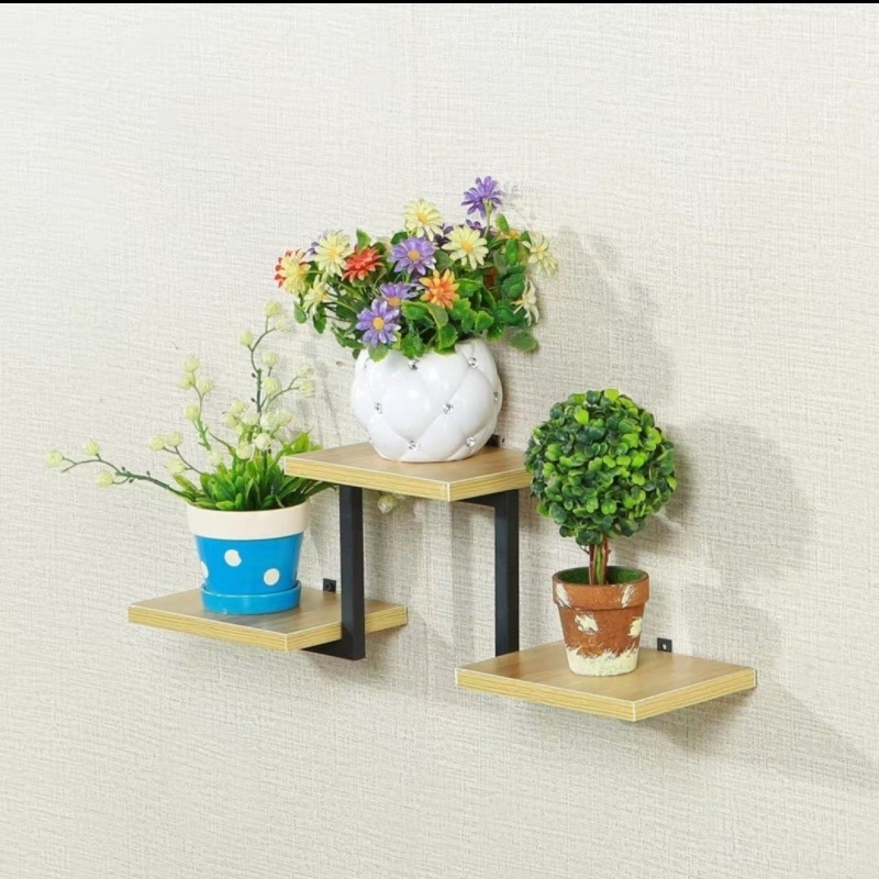 Estante de pared estante de flores decoración moderna simple partición de pared simple hierro forjado estante multicapa perforación