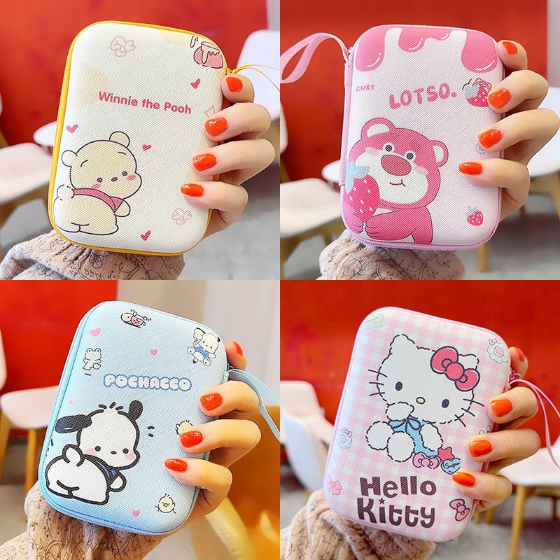 Cartoon Rectangular Headphone Storage Bag Large Coin Purse Charger Data Cable Hard Drive Mobile Power Supply Storage Box