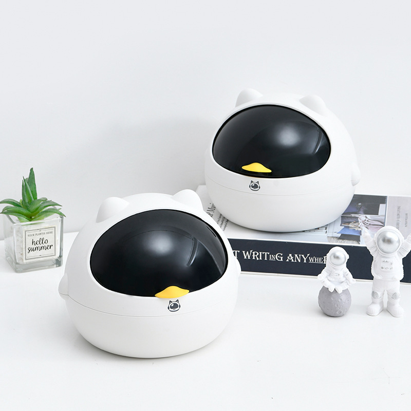 Desktop wastebasket pen holder with high-end Ins style, student storage bucket, office desk storage with creative paper basket, car trash can