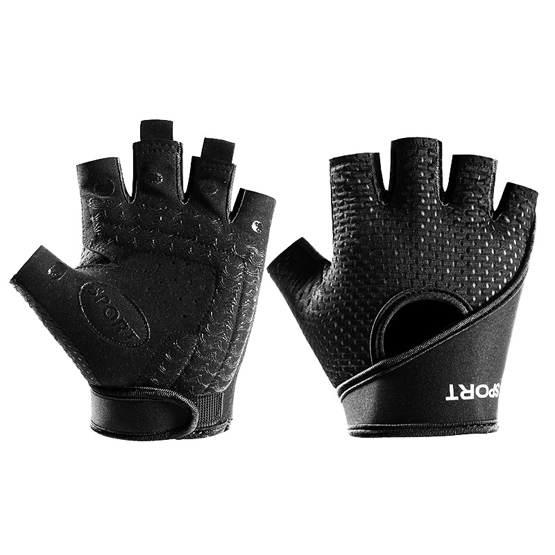 Guantes de ciclismo de malla elástica transpirable con mancuernas fitness hombres y mujeres deportes al aire libre de seda de hielo guantes de medio dedo entrega de una pieza