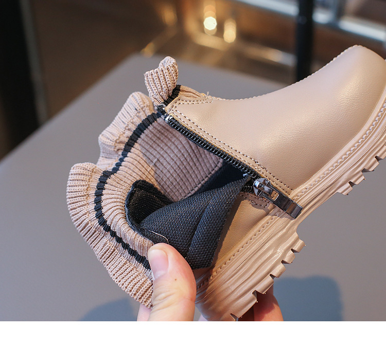 Martin 2024 Automne Nouvelles Chaussures Princesse Tricoté Court Petites Filles Mode Oreille Bord Bottes Pour Enfants_voghion.com
