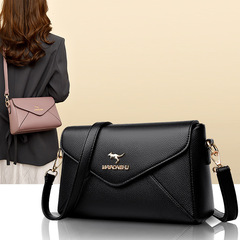 2024新款包包女時尚百搭女士通勤單肩斜挎包軟皮中老年媽媽包批發