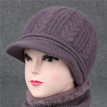 鸭舌老人帽子女奶奶秋季冬天兔毛线帽针织保暖盆帽中老年妈妈加绒
