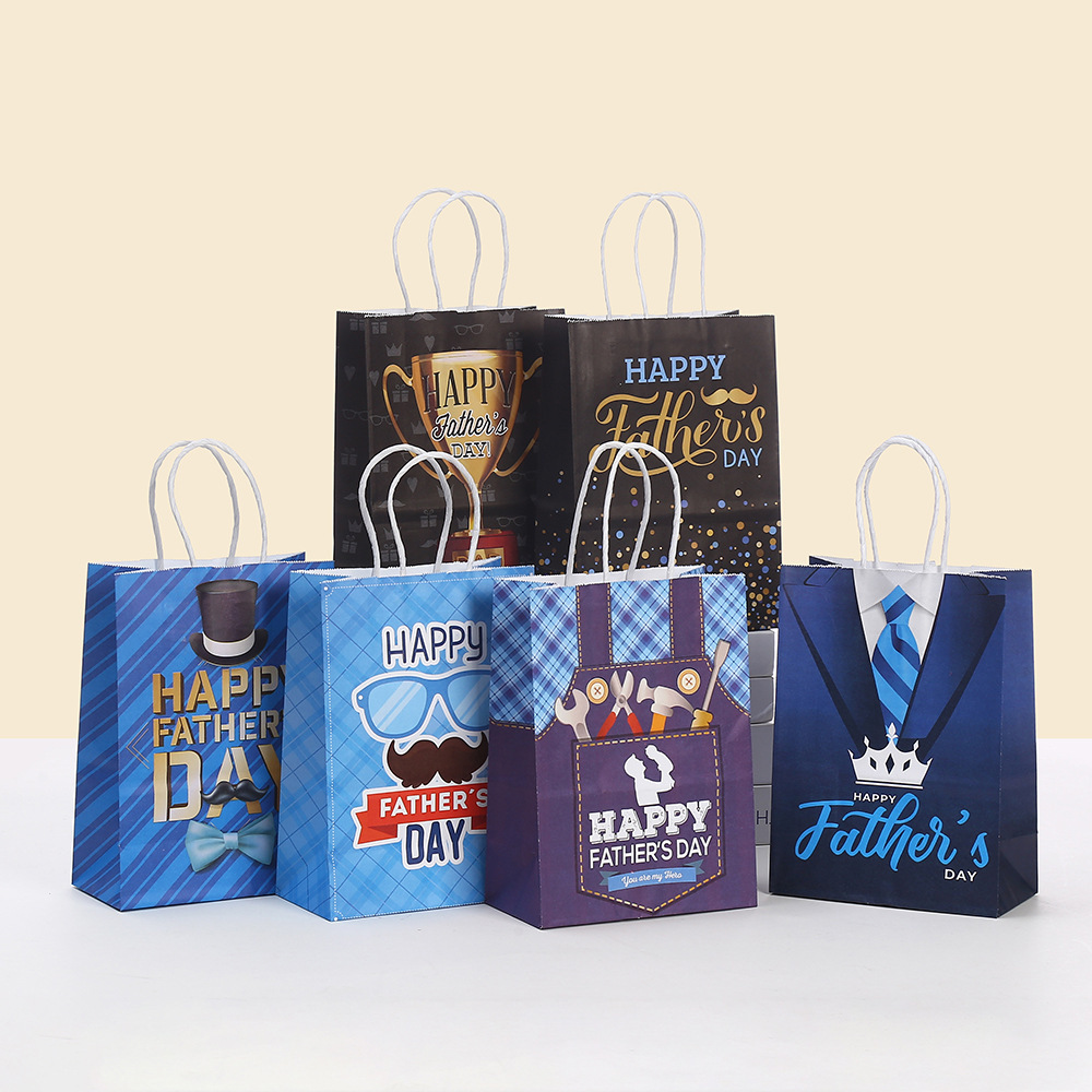 父亲节礼品袋派对礼物包装袋商场购物袋牛皮纸手提袋批发外卖袋