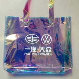 工厂定制pvc镭射手提袋可定logo 网红手提炫彩TPU购物袋彩色PVC袋