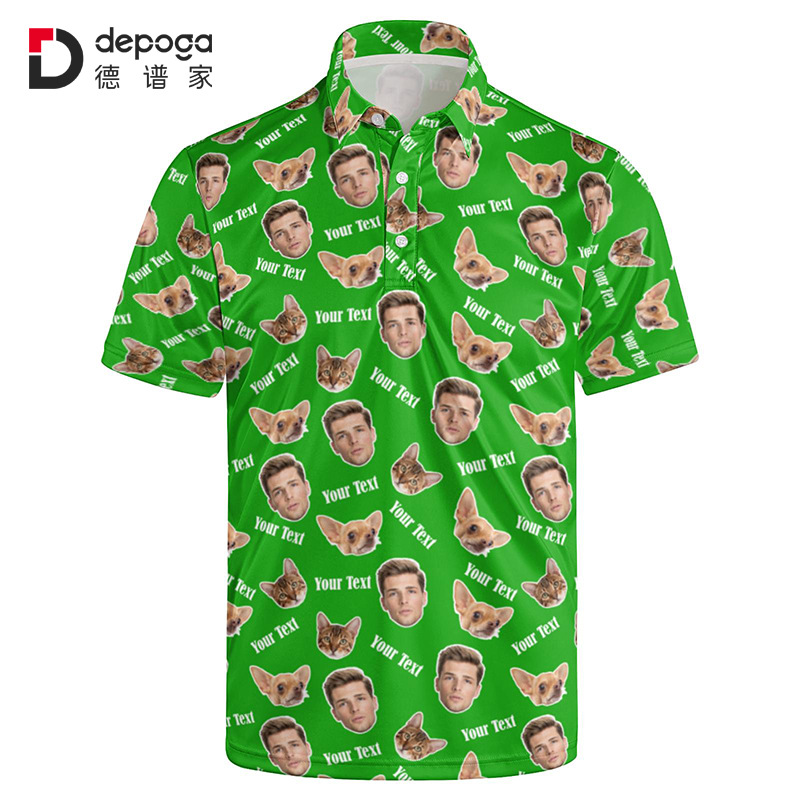 Cross-Border Polo Shirt Men's Short-Sleeved 180g Heavyweight 3D Pet Funny Printed Top Amazon Dropshipping